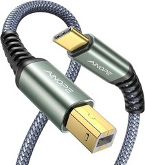 AINOPE USB B to C Cable【High Speed】 C B Printer 6.6FT, Grey