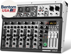 6 Channel Audio Interface Sound Board Mixing Console 16-Bit DSP DJ Mixer Audio R