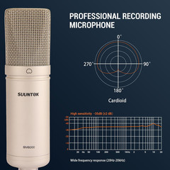 Condenser Microphone XLR, Large Diaphgram Professional Recording Cardioid Microp