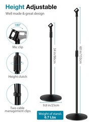 Mic Stand, Microphone Stand Floor Detachable Boom Mic Arm Stands with Weighte…
