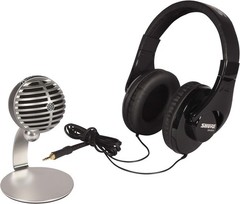 Shure Mobile Recording Kit MV5-LTG Microphone SRH240A Headphones Open Box