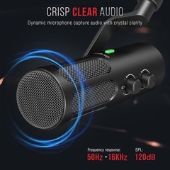 XLR/USB Podcast Dynamic Microphone for Streaming, Studio XLR Microphone, PC