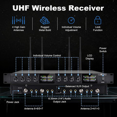 8-Channel Wireless Conference Microphone System with Gooseneck Mics