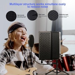 Foldable Studio Recording Microphone Isolation Shield with Pop Filter 5 Panels