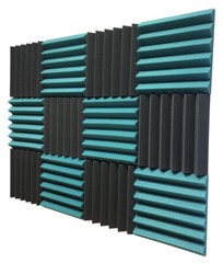 2x12x12 TEAL and BLACK Acoustic Wedge Soundproofing Studio Foam Tiles 12 PK