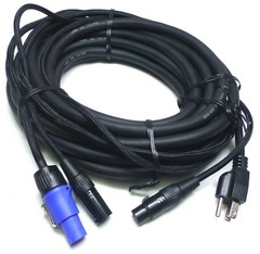 LASE 50 Ft (15.2M) Siamese PowerCon AC & XLR Audio Combo Cable (Powered Speakers