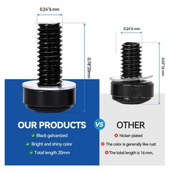 M6 Rack Mount Screws 30 Pack Cage Nuts Carbon Steel Black Galvanized 20mm For Se