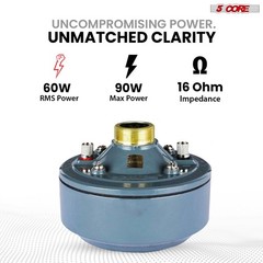 5 Core Compression Driver 2″ Horn Tweeter 600W Titanium Diaphragm 16 Ohms