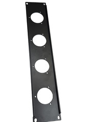 2U Space 12ga Heavy Rack Panel w/ 4 HUBBELL Flanged Twist Receptacle or Inlet