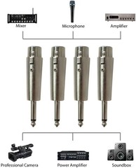 3pin XLR Female to 1/4″ 6.35mm Mono Male Plug Audio Cable Microphone Mic Adapter