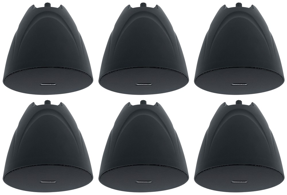 6 Rockville PEN-525T Black 5.25″ 70V Hanging Pendant Speakers For Restaurant/Bar