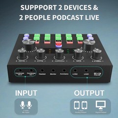 Squarock Podcast Equipment Bundle for 2 Audio Interface w/ DJ Mixer & Condenser