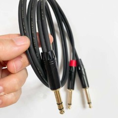 2PC 1/4 TRS Stereo Male to Dual 1/4 TS Male Stereo Breakout Splitter Y Cable