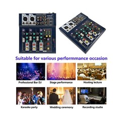 Wireless UHF Handheld & Headset Bodypack Microphone 4 CH Mini Studio USB Mixer