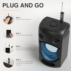 Digital Wireless Microphone System with Mini Receiver & Bodypack Transmitter, 15