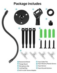 Etour 19-inch Gooseneck Microphone Holder 19 Inch + Flange Mount, Black