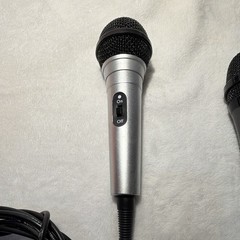 Lot of 2 Wired Handheld/Stand-Held Mics, 1/4 in TS, On/Off, Black/Silver