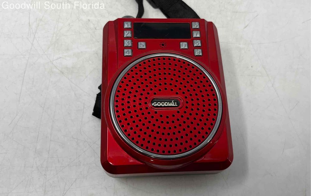 Goodwill 69077 Red Black Bluetooth Portable PA Speaker System Not Tested