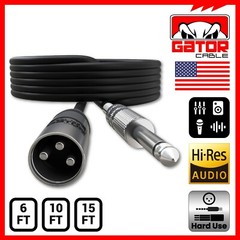 XLR 3-Pin Male to 1/4″ Plug TS Microphone Mono Cable Unbalanced Shielded Audio