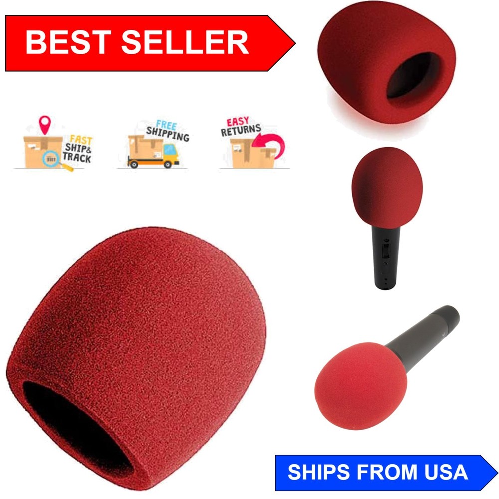 High-Quality Red Foam Windscreen – Protect Microphones from Wind & Spit