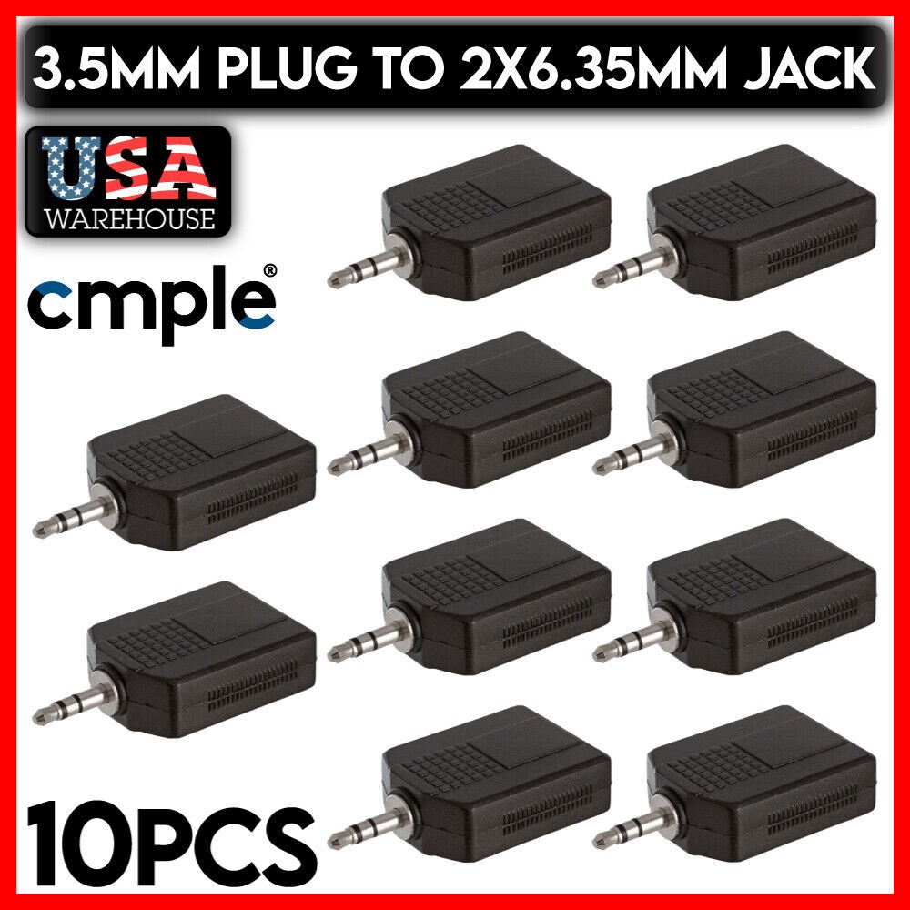 3.5mm Plug to Dual 6.35mm Jack Adapter 1/8″ to 2 x 1/4″ Stereo Splitter 10 PCS
