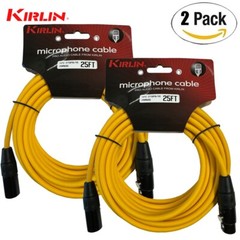 2-PACK Kirlin 25FT 3-Pin XLR Male to XLR Female 20AWG Microphone Cable Yellow