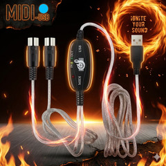 USB IN-OUT MIDI Interface Cable Converter to PC Music Keyboard Adapter Cord