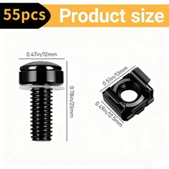 40 Pcs/20 Set Rack Mount Screws and Cage Nuts for Server M6x20MM, black