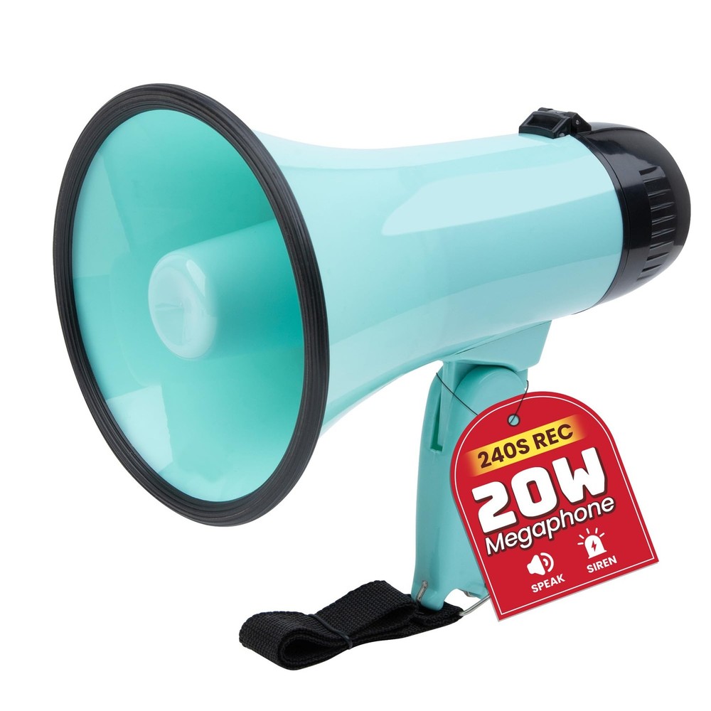 MyMealivos 20W Megaphone Bullhorn, Built in Siren & 240s Recording, A Teal