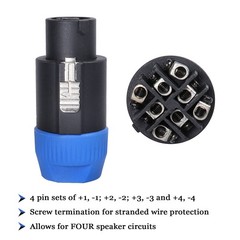 4 Packs NL8FC 8 Pole Speaker Speakon Cable Connector Compatible Neutrik Adapter