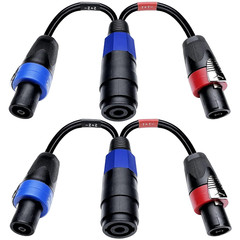 CNCESS Speakon 4-Pole to Dual 2-Pole Breakout Splitter Cable, 1 Female