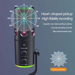 Sturdy Plug-And-Play Portable Gaming-Friendly USB Interface Streaming Microphone