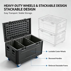 Cable Trunk ATA Road Case Heavy Duty Utility Road Trunk Flight Case with Wheels