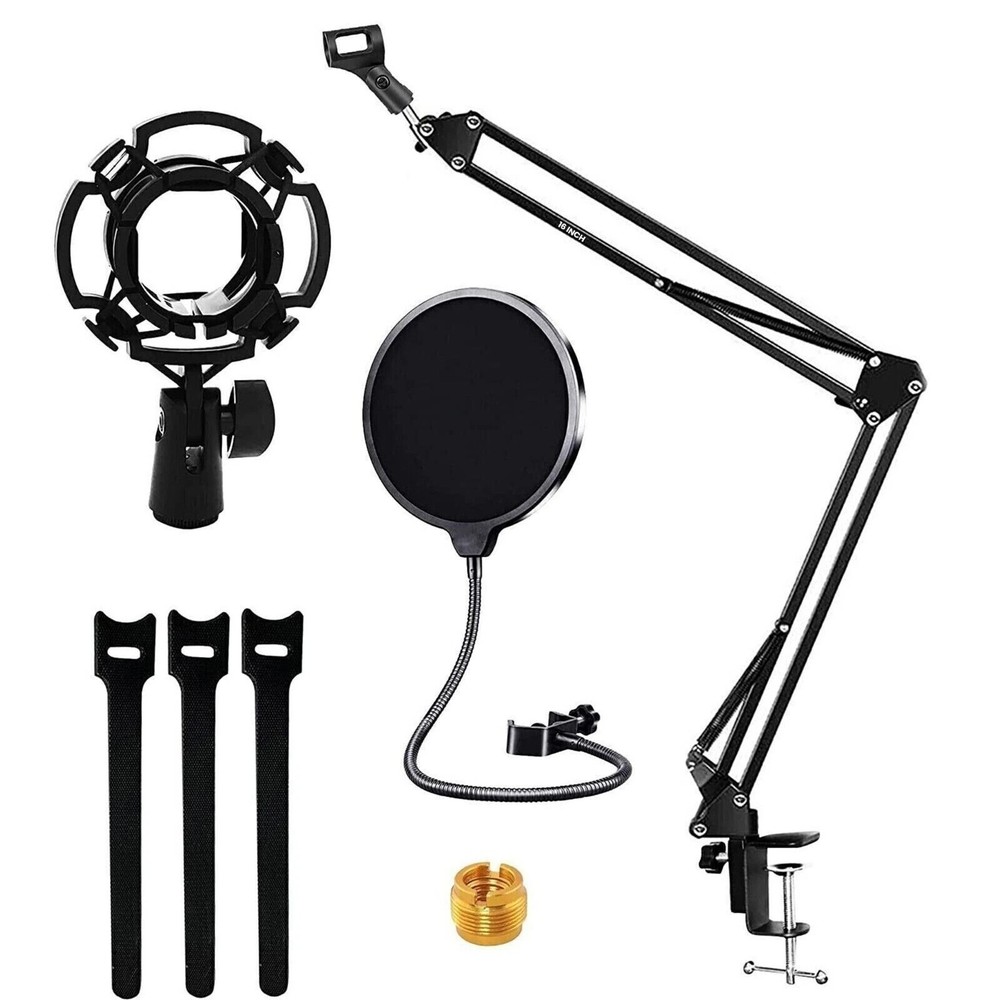 Microphone Mic Stand for Blue Yeti, Quadcast Boom Arm Scissor Desk Pop Filter US