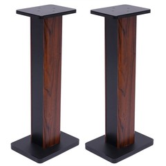28″ Wood Speaker Stands 1 Pair Yellow Sandalwood/Black Walnut for HiFi Bookshelf