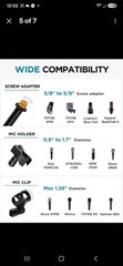 Adjustable Tripod Mic Stand with Carry Bag 2 Mic Clips & Adapter