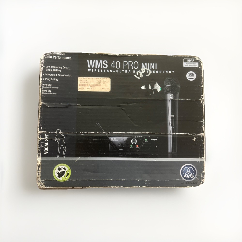 AKG WMS 40 Mini Pro SR40/HT40 Wireless Mic System With Microphone/ AC Adapter