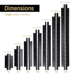 2-pack 8U Steel Rack Rails, with Black Powder Coated Finish and Screws (ST-RR…