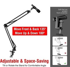 Microphone Mic Stand for Blue Yeti, Quadcast Boom Arm Scissor Desk Pop Filter US