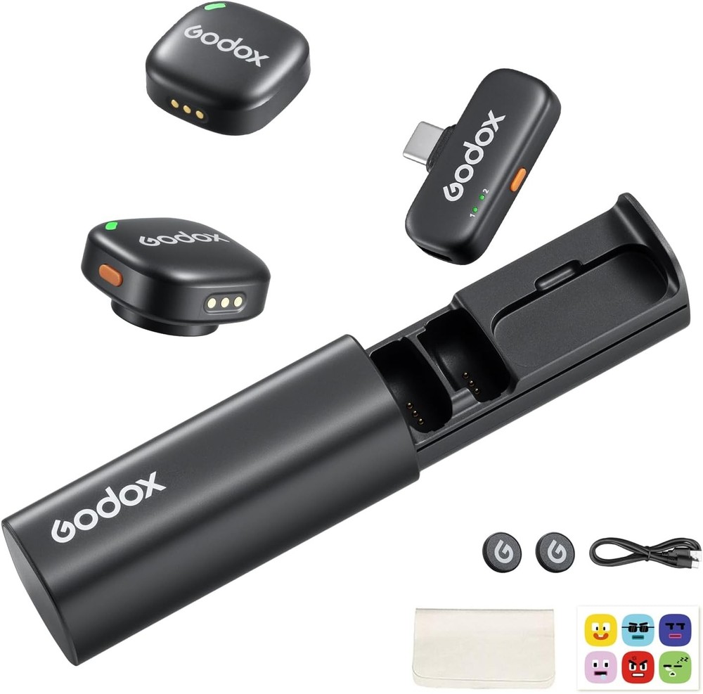 Godox C01 Kit2 Wireless Lavalier Microphone System for iPhone 15/16/17 Android