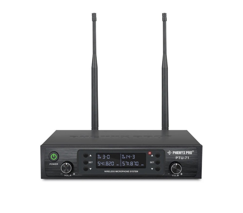 PHENYX PRO PWR-71 | Dual Wireless Microphone Receiver for PTU-71 (Auto-Scan UHF)