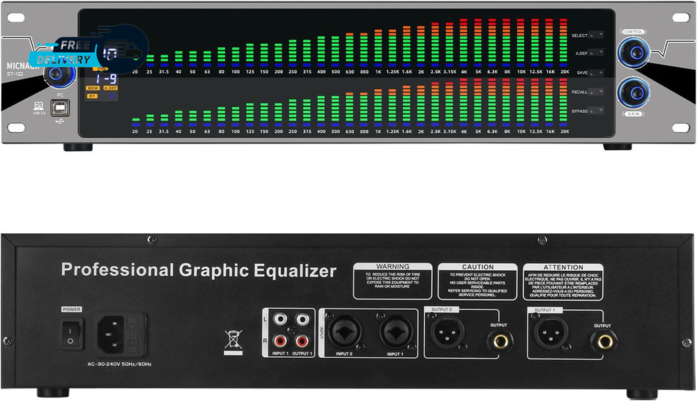 31 Band Digital Equalizer for Home Stereo Audio System Professional Dual