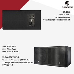 proreck Active Powered Dual 18 inch Subwoofer 5000W P.M.P.O