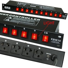 EMB EBW10 10 Outlets Rack Mount Power Supply AC 110V/220V Outlet Surge Protector