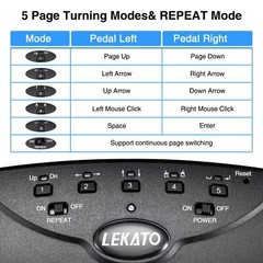 LEKATO Pro Bluetooth Page Turner Wireless Foot Pedal Tablets Smartphones Silent