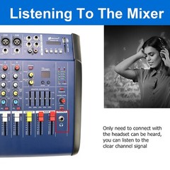 4 Channel Amplifier Audio Mixer, 250w Sound Mixer With Dual Wireless Mic, Sound