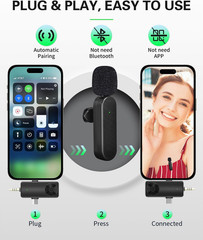 Wireless Lavalier Microphones Compatible for Iphone, Android Phone, Camera
