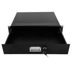 19″ 2U Steel Plate DJ Drawer Equipment Cabinet with Keys Black, in stock
