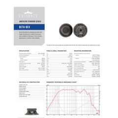 Eminence BETA-8CX 8″ Coax Woofer 8 ohm 500W 93.3dB 2″ Coil 38oz Magnet