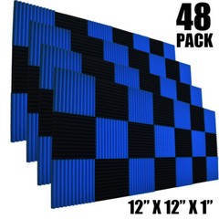 52 PACK 12″X12″ 1″2“Acoustic Foam Panel Wedge Studio Soundproof Wall Adhesive